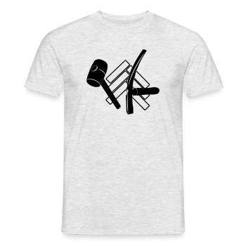 Logo Pflastersteine, Gummihammer und Hammer - Männer T-Shirt - Grau meliert - Vorne - AI Model Male 178 dark (178cm)