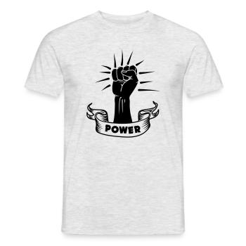 Power black fist - Men's T-Shirt - heather grey - Front - AI Model Male 178 dark (178cm)