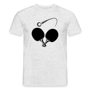 Deux battes de tennis de table et balle - T-shirt homme - gris chiné - Devant - AI Model Male 178 dark (178cm)