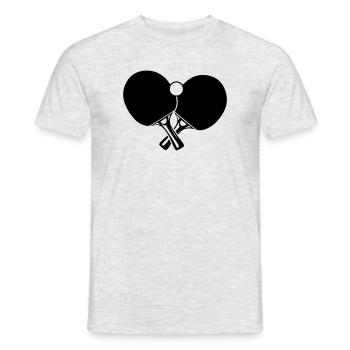 Deux battes de tennis de table croisées avec balle - T-shirt homme - gris chiné - Devant - AI Model Male 178 dark (178cm)