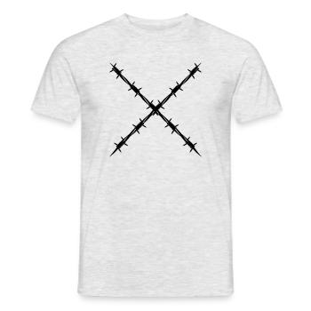 Fil de fer barbelé croisé - T-shirt homme - gris chiné - Devant - AI Model Male 178 dark (178cm)