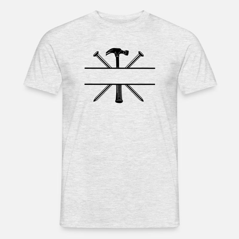 Carpenter Logo Nägel und Hammer - Männer T-Shirt - Grau meliert