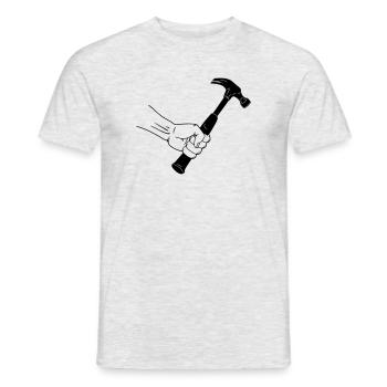 Hammer in hand fist - Men's T-Shirt - heather grey - Front - AI Model Male 178 dark (178cm)