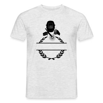 Schweißerlogo transparent mit Lorbeerkranz - Männer T-Shirt - Grau meliert - Vorne - AI Model Male 178 dark (178cm)