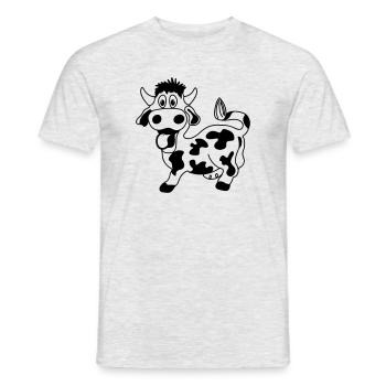 Funny cow with tongue out of the mouth - Men's T-Shirt - heather grey - Front - AI Model Male 178 dark (178cm)