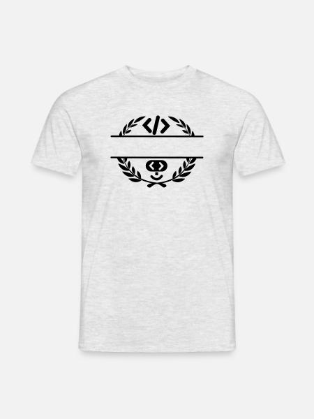 Code-Logo und Code-Smiley im Lorbeerkranz - Männer T-Shirt - Grau meliert