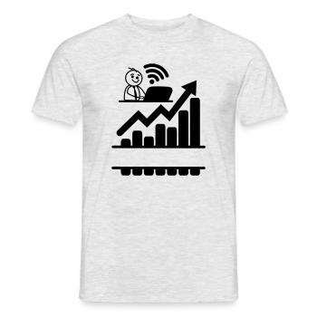 Happy young man on laptop sales go up - Men's T-Shirt - heather grey - Front - AI Model Male 178 dark (178cm)