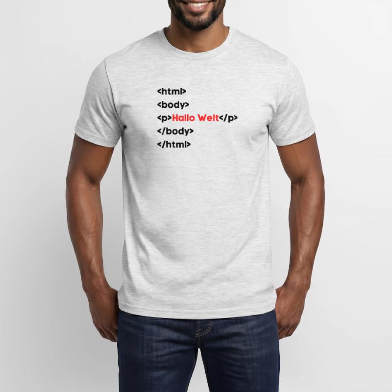 Hallo Welt HTML – Lustiges Programmierer & Coding  Männer T-Shirt