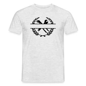Zwei Wasserpumpenzangen in Lorbeerkranz gekreuzt - Männer T-Shirt - Grau meliert - Vorne - AI Model Male 178 dark (178cm)