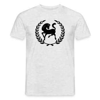 Black horse in laurel wreath - Men's T-Shirt - heather grey - Front - AI Model Male 178 dark (178cm)