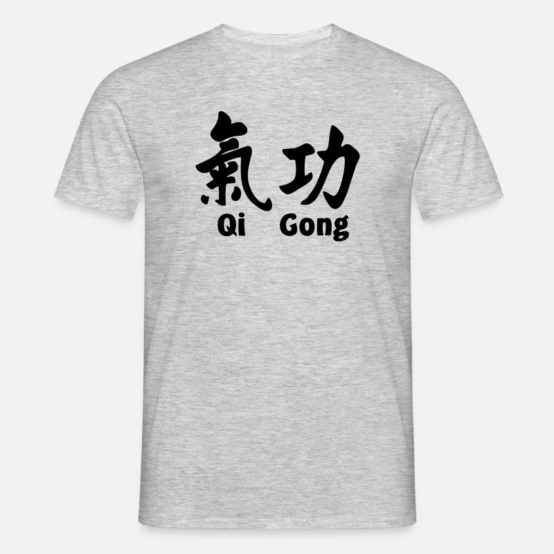 QI-Gong-Skript mit Text horizontal - Männer T-Shirt - Grau meliert