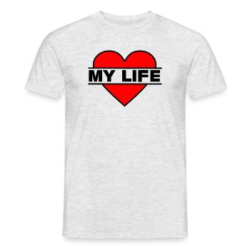 Herz, ich liebe mein Leben - Männer T-Shirt - Grau meliert - Vorne - AI Model Male 178 dark (178cm)