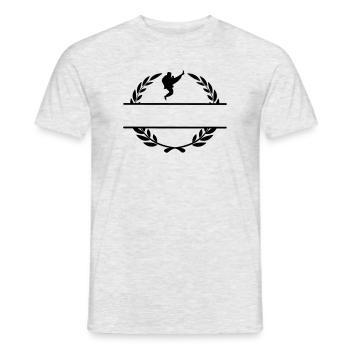 Karate or taekwondo jumped shovel laurel wreath - Men's T-Shirt - heather grey - Front - AI Model Male 178 dark (178cm)