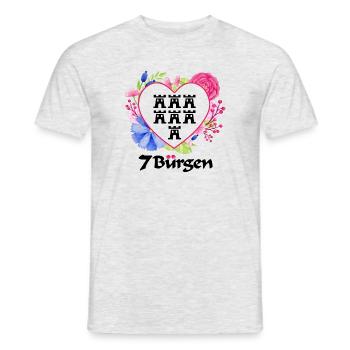 Siebenbürger Wappen mit Blumendesign und Wappen - Männer T-Shirt - Grau meliert - Vorne - AI Model Male 178 dark (178cm)