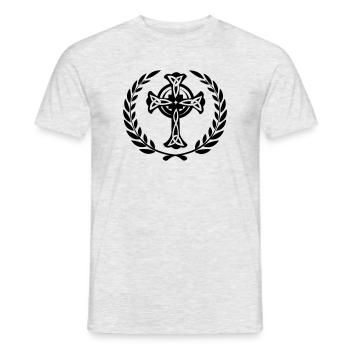 Croix celtique avec couronne de laurier - T-shirt homme - gris chiné - Devant - AI Model Male 178 dark (178cm)