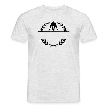 American football player monogram in laurel wreath - Men's T-Shirt - heather grey - Front - AI Model Male 178 dark (178cm)