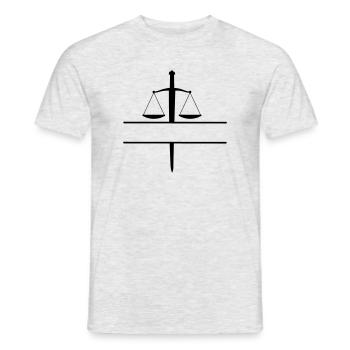 Monogramme de l’épée de justice - T-shirt homme - gris chiné - Devant - AI Model Male 178 dark (178cm)