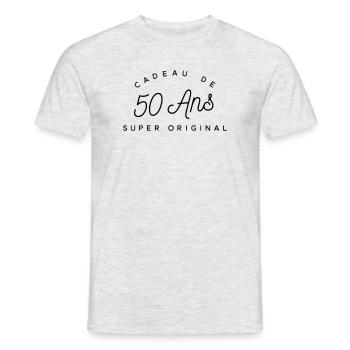 Cadeau 50 ans super original - T-shirt homme - gris chiné - Devant - AI Model Male 178 dark (178cm)