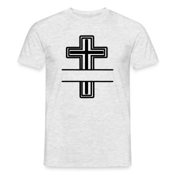 Monogramm-Kreuz - Männer T-Shirt - Grau meliert - Vorne - AI Model Male 178 dark (178cm)