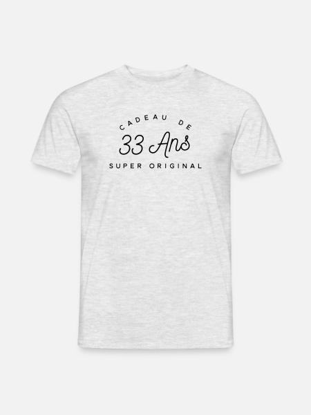 Cadeau 33 ans - T-shirt homme - gris chiné