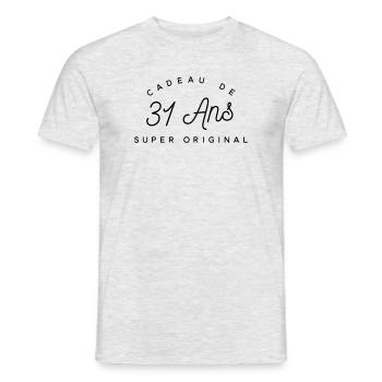Cadeau 31 ans - T-shirt homme - gris chiné - Devant - AI Model Male 178 dark (178cm)