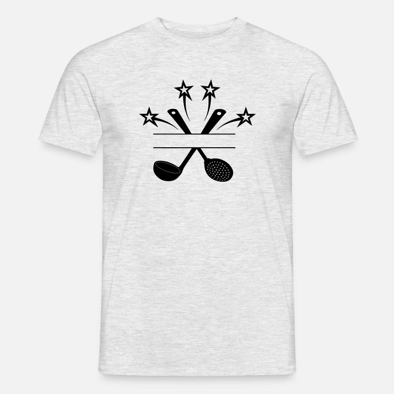 Schaumlöffel und Suppenlöffel 4 Sterne - Männer T-Shirt - Grau meliert