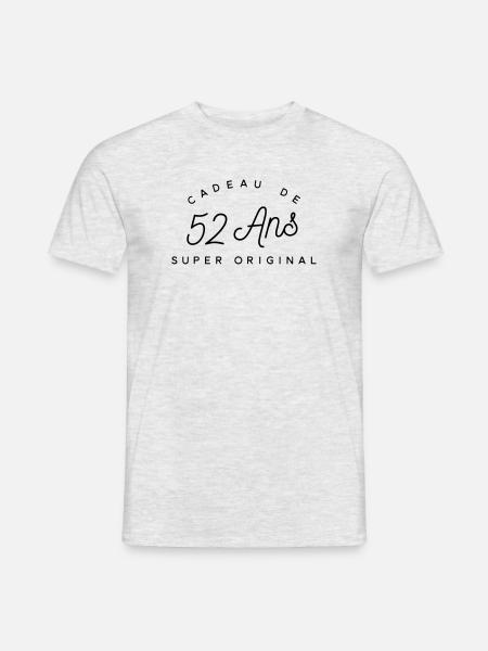Cadeau 52 ans - T-shirt homme - gris chiné