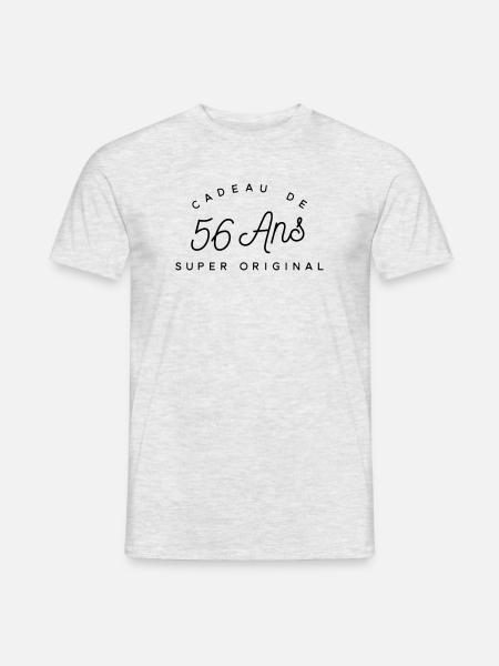 Cadeau 56 ans - T-shirt homme - gris chiné
