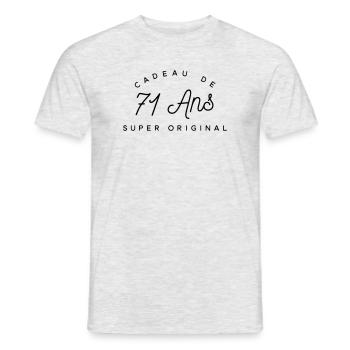 Cadeau 71 ans   - T-shirt homme - gris chiné - Devant - AI Model Male 178 dark (178cm)