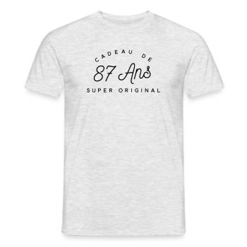 Cadeau 87 ans  - T-shirt homme - gris chiné - Devant - AI Model Male 178 dark (178cm)