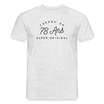 Cadeau 78 ans  - T-shirt homme - gris chiné - Devant - AI Model Male 178 dark (178cm)