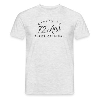 Cadeau 72 ans  - T-shirt homme - gris chiné - Devant - AI Model Male 178 dark (178cm)