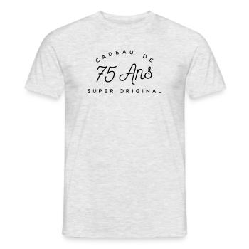 Cadeau 75 ans  - T-shirt homme - gris chiné - Devant - AI Model Male 178 dark (178cm)