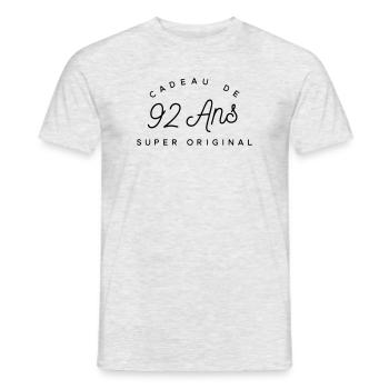 Cadeau 92 ans  - T-shirt homme - gris chiné - Devant - AI Model Male 178 dark (178cm)