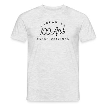 Cadeau 100 ans  - T-shirt homme - gris chiné - Devant - AI Model Male 178 dark (178cm)