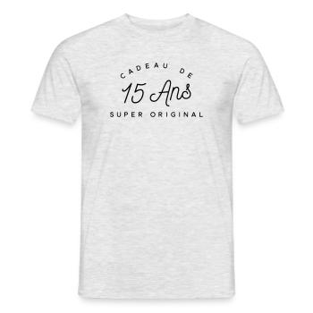 Cadeau 15 ans - T-shirt homme - gris chiné - Devant - AI Model Male 178 dark (178cm)