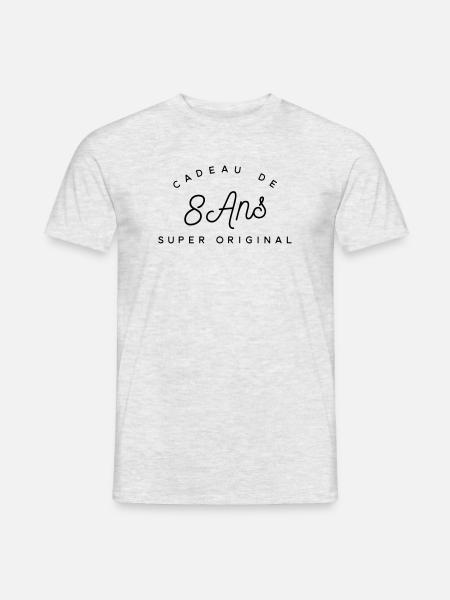 Cadeau 8 ans - T-shirt homme - gris chiné