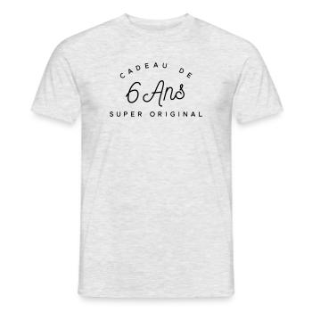 Cadeau 6 ans  - T-shirt homme - gris chiné - Devant - AI Model Male 178 dark (178cm)