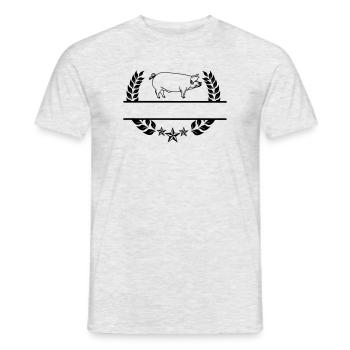 Transparentes Schwein im Lorbeerkranz. - Männer T-Shirt - Grau meliert - Vorne - AI Model Male 178 dark (178cm)