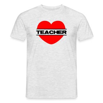 Love you heart 041 teacher - Men's T-Shirt - heather grey - Front - AI Model Male 178 dark (178cm)