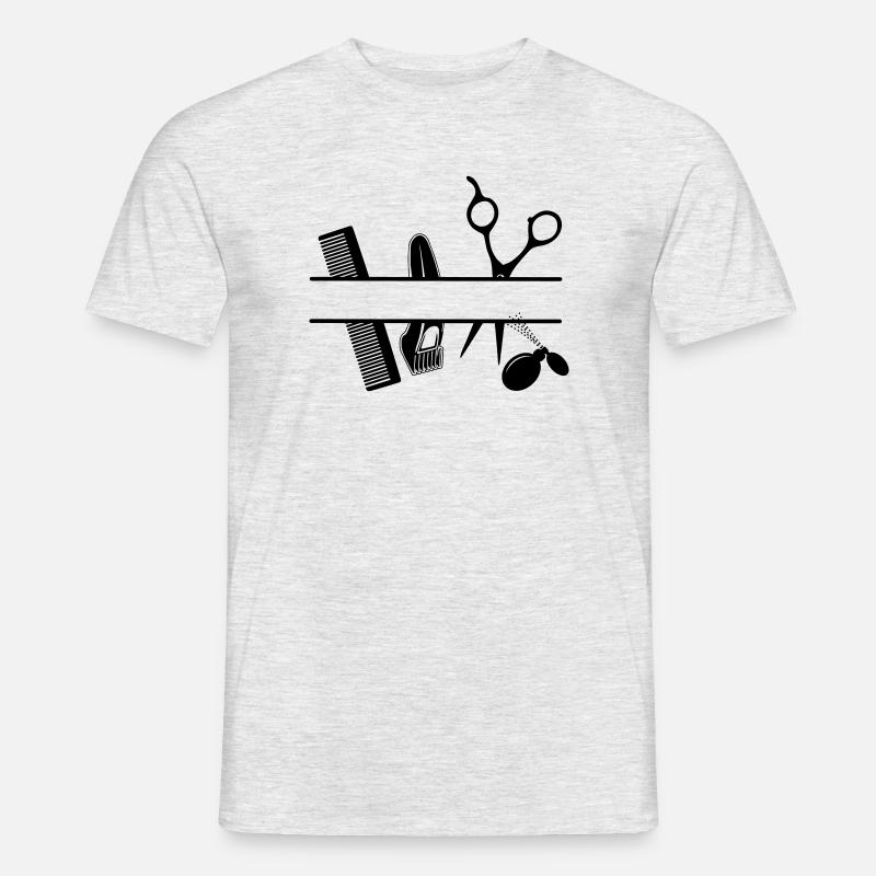 Bannière de texte d’attributs de coiffeurs - T-shirt homme - gris chiné