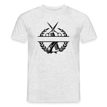 Laurel wreath barber name banner - Men's T-Shirt - heather grey - Front - AI Model Male 178 dark (178cm)
