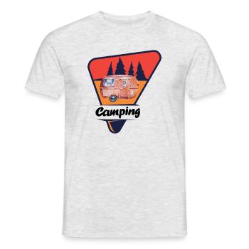 Retro caravan in the forest - Men's T-Shirt - heather grey - Front - AI Model Male 178 dark (178cm)