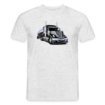 Semi-remorque en chrome et puissance - T-shirt homme - gris chiné - Devant - AI Model Male 178 dark (178cm)
