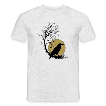 Corbeau Pleine Lune Arbre Magique Automne Gothique Wicca - T-shirt homme - gris chiné - Devant - AI Model Male 178 dark (178cm)