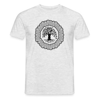 Yggdrasil mit Blättern der Baum des Lebens - Männer T-Shirt - Grau meliert - Vorne - AI Model Male 178 dark (178cm)