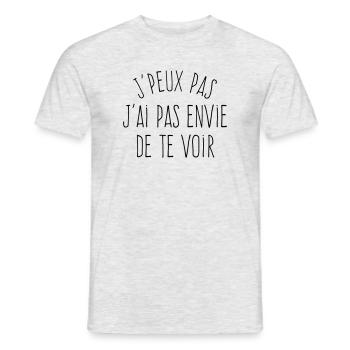 J'peux pas j'ai pas envie de te voir  - T-shirt homme - gris chiné - Devant - AI Model Male 178 dark (178cm)