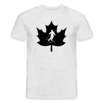 Feuille d’érable du Canada avec logo de skieur découpé - T-shirt homme - gris chiné - Devant - AI Model Male 178 dark (178cm)
