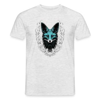 Mystischer Fuchs Türkis Waldtier Tattoo Look - Männer T-Shirt - Grau meliert - Vorne - AI Model Male 178 dark (178cm)