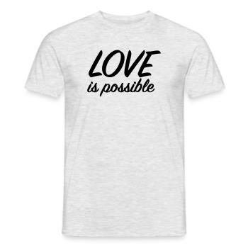 Liebe ist möglich – Positive Liebesbotschaft - Männer T-Shirt - Grau meliert - Vorne - AI Model Male 178 dark (178cm)